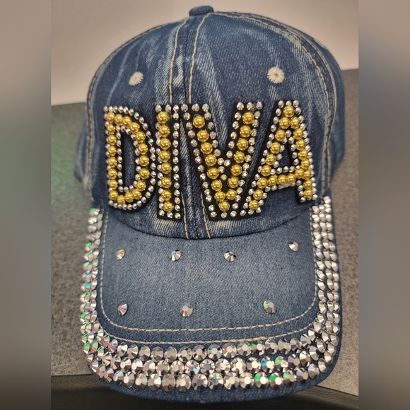 Accessories - NWOT - Embellished Denim Cap with Gold and Silver Accents
